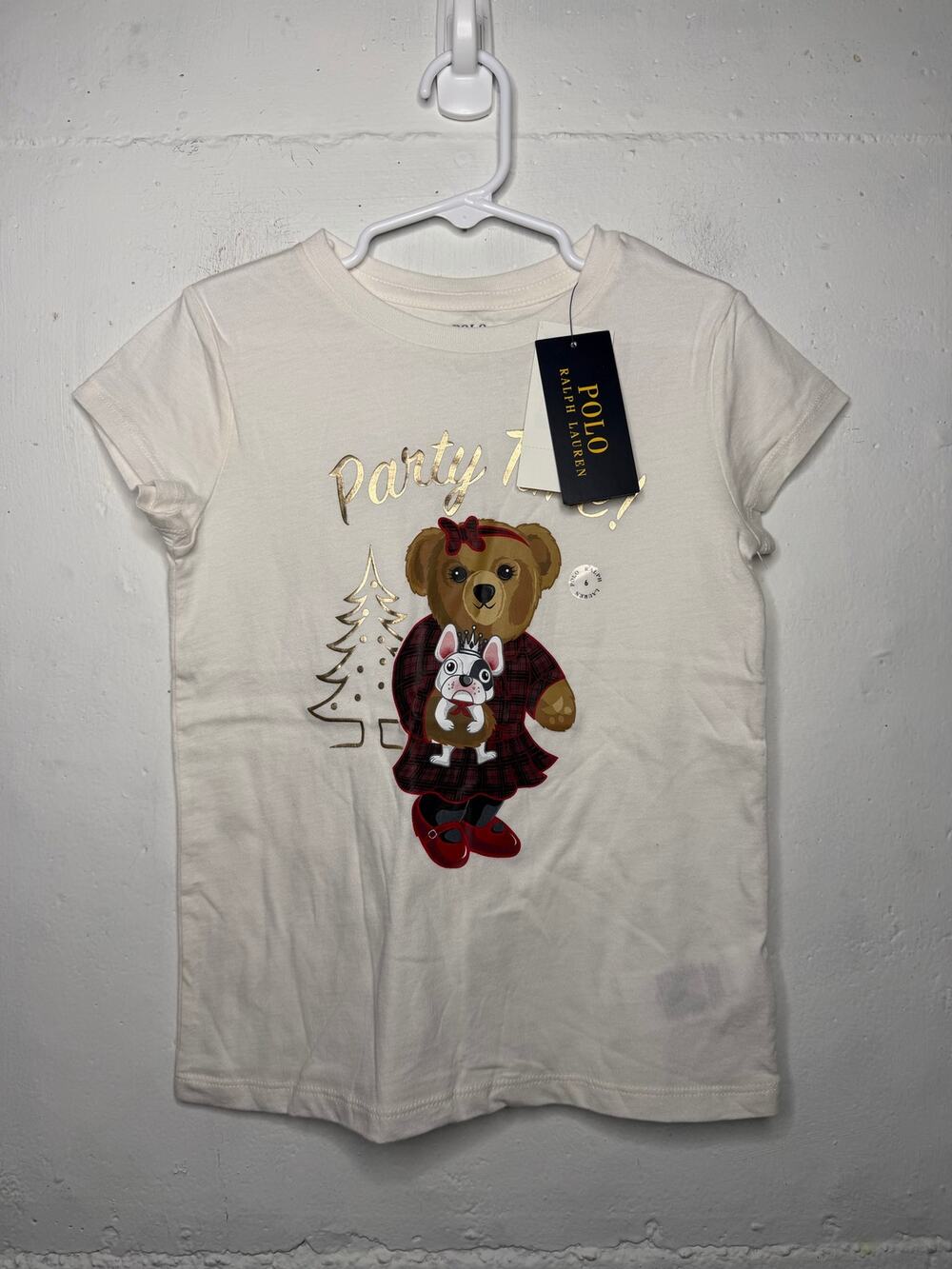 NEW Polo by Ralph Lauren Polo Bear Girls Size 6 Party Time Holiday Shirt